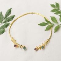 ราคา เครื่องประดับ Rock Me Jewelry รุ่น Leaf stone choker สร้อยคอ ทองเหลือง ประดับพลอย (18441093186)