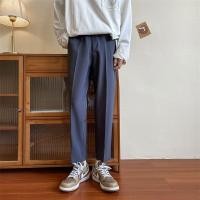 ราคา Hantlu กางเกงผ้าตรงกางเกงสำหรับสูทผู้ชายผู้ชายกางเกงผ้าตรงกางเกงขาม้าถึงข้อเท้าทรงหลวมสูทสีดำ (17098167056)