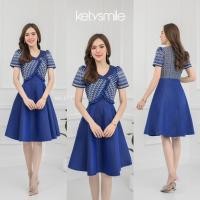 ราคา Kiss Kloset ชุดเดรสผ้าทอลาย คอปก แต่งระบายอก งานกระโปรง8ชิ้น อัดกาวทั้งชุด สวยมากๆค่า S 2XL KS544 (20934592784)