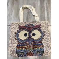 ราคา ถุงผ้าใหญ่ลายนกฮูก ผ้าหนามีซิปและซับใน (19379416464)