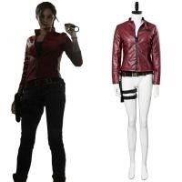 ราคา Resident Evil 2 Claire Redfield ชุดคอสเพลย์ผู้หญิงเทศกาลฮาโลวีนของผู้หญิงชุดเสื้อแจ็คเก็ตหนังสีแดงในสวรรค์ (19910970229)