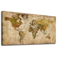 ราคา Vintage World Map Canvas Wall Art Picture Antiqued Map of The World Canvas Painting Artwork Prints for Office Wall Decor Home Living Room Decors Frame (16711547216)
