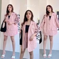 ราคา เซต 2 ชิ้น เสื้อสูทแขนยาวมีเย็บไหล่เสริมฟองน้ำ มาพร้อมกางเกงขาสั้นมีซับใน ชุดเซ็ท ชุดเซต Yunaka (16949358913)