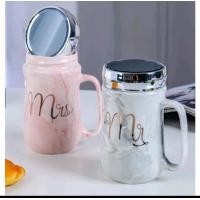 ราคา MR and Mrs แก้วเซรามิค อุ่นในไมโครเวฟได้ ฝาปิดแบบหมุนกันน้ำหกออกมาได้ (20890849850)