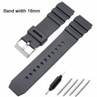 ราคา สายนาฬิกาสำหรับ Casio 18mm Men Sport Diving Rubber Watchbands Band Steel Metal Pin Buckle พร้อมเครื่องมือถอดสายนาฬิกา สปริงบาร์ (129962994)