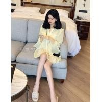 ราคา มินิเดรส lll Freesize lll ZO057 คอปีน กระดุมหน้า แขนยาวทรงกระดิ่ง แต่งระบาย แพทเทิร์นน่ารัก ฟรุ้งฟริ้ง ผ้าชีฟอง ใส่สบาย (16838139002)