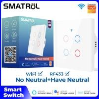 ราคา เบ้า WiFi ไม่ต้อง Neutral Smart Wall Light Switch 433MHZ RF APP Touch เครื่องจับเวลาควบคุม Home Automation สนับสนุนสำหรับ Google Home Nest Amazon Alexa Tmall Genius 天猫精灵1 Gang (8386192784)