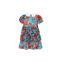 ราคา KLOSET Rose Print Layered Dress KID22 KD003 เดรสชุดเด็ก แขนตุ๊กตา คอปก กระโปรงชั้น (15223572029)