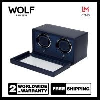 ราคา กล่องหมุน กล่องนาฬิกา WOLF1834 รุ่น CUB DOUBLE WATCH WINDER WITH COVER NAVY (20619196461)