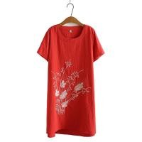 ราคา มีไซส์ใหญ่ Plus Size XL 4XL Women Short Sleeve Summer Dress Embroidered Vintage Midi Dresses Oversized A line Full Cotton Vestidos (21241760154)