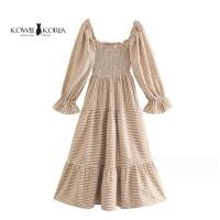 ราคา Kowie Korea 359 Zara เดรสยาว ลายสก็อตสีน้ำตาล (20676591565)