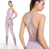ราคา NEW U Neck With Pocket Yoga Sets Women Sleeveless Gym Clothing Sports Suit With Padded Back Strap Cross Rompers Fitness Jumpsuits (15849562321)