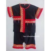 ราคา ชุดเด็กดอยผ้าฝ้ายสีดำพื้นไหมพรมแดงใส่ได้ทั้งเด็กชายและหญิง (21237771022)