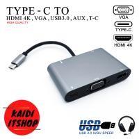 ราคา สายแปลง Type C to HDMi 2K 4K VGA USB 3 0 Aux Type C Port สำหรับต่อ แม็คบุ๊ค โทรศัพท์ เข้าจอทีวี จอคอม โปรเจ็กเตอร์ และอื่นๆ (10464228582)