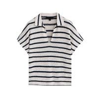 ราคา MASSIMO DUTTI เสื้อเสื้อโปโลแขนสั้นลายทางเสื้อหลวมและใส่สบายสไตล์ขี้เกียจลำลองใหม่ฤดูร้อน6802796 (20288065758)