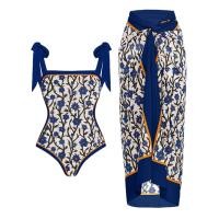 ราคา Women Vintage Colorblock Abstract Floral Print 1 Piece Swimwear 1 Piece Cover UP Two Piece Vintage Print Swimsuit Cargo Shorts (18636278005)