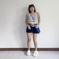 ราคา OMELETTE TOP I เสื้อแขนกุดลายทาง เสื้อไหมพรมลายทาง แขนกุดสั้นสไตล์เกาหลี เสื้อลายทางมินิมอล (19457272251)