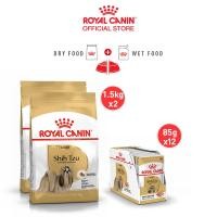 ราคา เซตคู่สุดคุ้ม Royal Canin Shih Tzu Adult 3kg 1 5kg x 2 ยกกล่อง 12 ซอง Royal Canin Shih Tzu Adult Pouch Loaf อาหารเม็ด อาหารเปียกสุนัขโต พันธุ์ชิห์สุ อายุ 10 เดือนขึ้นไป โลฟเนื้อละเอียด Dry Dog Food W 