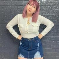 ราคา กระโปรงยีนส์กางเกงกระโปรงแต่งขาดเซอร์สาวอวบ Size S 40 (19274797510)