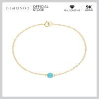 ราคา Gemondo สร้อยข้อมือทองคำ 9K ประดับเทอร์ควอยซ์ Turquoise ฝัง 4 หนามเตย ข้อมือทองประดับพลอยแท้ ของขวัญ (20125111528)
