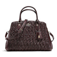 ราคา กระเป๋าถือ Coach แท้ หนังแท้ จับจีบ สวยงาม ทรงถังยอดนิยม COACH 35910 MARGOT CARRYALL IN TWIST GATHERED LEATHER Oxblood สีแดงเข้ม (7373915744)