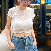 ราคา Lily lace crop top เสื้อครอปลูกไม้ซีทรู ผ้านุ่มนิ่มยืดหยุ่น เฉพาะตัวนอก (20666955374)