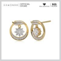 ราคา Gemondo ต่างหูเงินแท้ 925 ชุบทอง 18K ประดับเพชรแท้ Diamond ดีไซน์ทรงมงกุฏดอกไม้ (5866060528)
