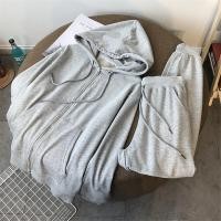 ราคา ชุดเซ็ท 2 ชิ้น ผญ แฟชั่นหลวมกีฬาลำลองสีทึบชุดสูทสองชิ้นซิปแขนยาวเสื้อฮู้ดกางเกงขายาว (15894093145)