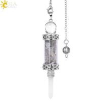 ราคา ZZOOI CSJA Crystal Pendulums for Divination Dowsing Wishing Bottle Natural Stone Pendant Hexagonal Clear Quartz Pendulum Balanced H025 (18313441392)