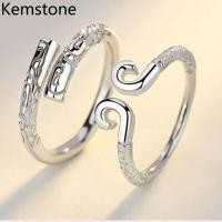 ราคา Kemstone สร้างแหวนคู่สีเงินของ Sun Wukong cudgel และ Hoop Open Type Rings (546198800)