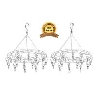 ราคา ที่หนีบผ้า ที่หนีบผ้าสแตนเลส ราวตากผ้าสแตนเลส แบบกลม 20 ตัวหนีบ สุดคุ้ม แพ็ค 2 ชิ้น (343356764)