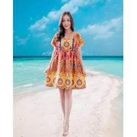 ราคา ชุดชาวเขา ผ้าทอพื้นเมือง Doi Kum Yellow สีเหลือง ชุดครอบครัว ชุดแม่ลูก ชุดชาวดอย ชุดเมืองเหนือ ชุดชาวเขา เดรสชาวเขา ชุดเดรส (18673505787)