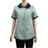 ราคา เสื้อแม่บ้าน คอบัว สีเขียวพาสเทล แต่งดำ (12544094067)