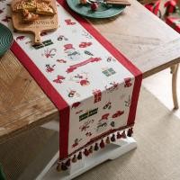 ราคา Christmas Table Runner with Tassels Yarn dyed Jacquard Xmas Snowman Table Cloth Table Runner for Dining Home Table Decoration (20064024882)
