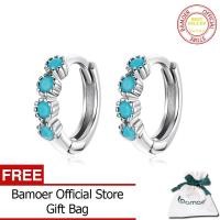 ราคา BAMOER ต่างหูหัวเข็มขัดเงินแท้925ต่างหูเพทายสีทองสีฟ้าสำหรับผู้หญิงของขวัญหมั้น SCE1126 (8350834092)