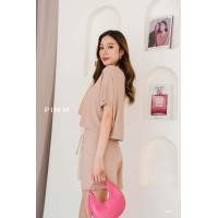ราคา อก52 เอว24 34 ชุดเซตไหมพรม Pimm 083 เสื้อครอป กางเกงขาสั้น (18535730083)