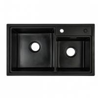 ราคา KOCH KITCHEN อ่างล้างจานแกรนิต 2 หลุมไม่มีที่พัก 79x47x23ซม สีดำ THANOS (16641268768)