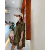 ราคา ? ? ? ? ? ? ? ? ? ชุดเซ็ท เสื้อ กางเกง ผ้าฝ้ายผสมลินิน กางเกงเอวสม้อครอบ มีกระเป๋า (18266089496)