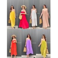 ราคา D14 ชุดเดรส อัดพลีทสีสัน อัดพลีท เดรสสายเดี่ยว (8634761167)