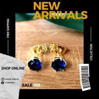 ราคา Inspire Jewelry ต่างหููพลอยไพลิน ฝังหนามเตย ตัวเรือน หุ้มทองแท้ 100 24K สวยหรูงานจิวเวลลี่ ปราณีต (6574326617)