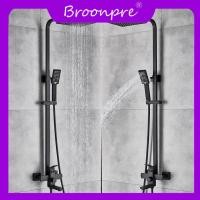 ราคา BROONPRE ก๊อกน้ำในห้องน้ำฝักบัวอาบน้ำสีดำด้านอ่างอาบน้ำที่มีฝักบัวติดตั้งบนผนังก๊อกน้ำอาบน้ำก๊อกผสมฝักบัวอาบน้ำฝักบัวชุดเครื่องผสม (6191506738)