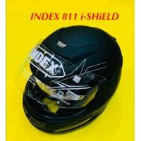 ราคา หมวกกันน็อค index 811ไอชิลค์ หุ้มคางแว่น 2 ชั้น สีดำด้าน (17451968511)