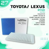 ราคา กรองอากาศ TOYOTA CAMRY ALPHARD ESTIMA HARRIER LEXUS ES300 RX300 รหัส RA179N AIR FILTER BY RYGO (8920207219)