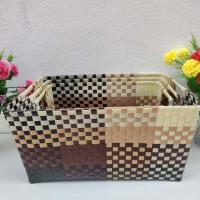 ราคา ตระกร้าสาน เส้นพลาสติกสาน ตะกร้าสานพลาสติก ตระกร้าจ่ายตลาด ตะกร้าใส่ผ้า ตระกร้าใส่ของ ตระกร้า ตะกร้าสาน หูเจาะ (12864324489)