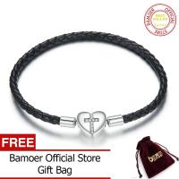 ราคา BAMOER สร้อยข้อมือกางเขนสีดำเงินแท้925สร้อยข้อมือหนังแท้สำหรับสุภาพสตรีเครื่องประดับหมั้น SCB205 (6756240816)