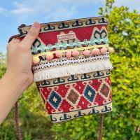 ราคา กระเป๋าผ้าทอ กระเป๋าสะพายแต่งพู่ ตกแต่งไม่ซ้ำแบบ กระเป๋าสะพายข้าง แฮนด์เมด handmade kapooklook ตกแต่ง (9583512984)