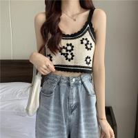 ราคา DD SHOP พร้อมส่ง 1970 เสื้อสายเดี่ยวไหมพรมถัก ลายดอกไม้ (9793015953)