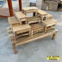 ราคา SLK โต๊ะหมู่บูชาไม้สักทั้งชุดรวมฐาน หมู่ 9 หน้า 4 65 35 45 ซม รวมฐาน งานไม้สัก (19852301468)