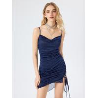 ราคา Cider Asymmetrical Hem Glitter Ruched Drawstring Short Dress (20699721694)