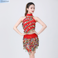 ราคา ชุดกระโปรงสั้นปักเลื่อมสำหรับการแสดงบนเวทีชุดปักเลื่อมชุดเต้นรำละตินมีพู่สีชุดเดรสเต้นรำเต้นระบำหน้าท้อง (19394327903)